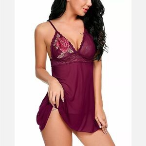 Sexy Lingerie For Women Babydoll Lace Chemise Sleepwear Underwear Dress Thong US